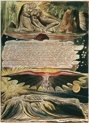 Jerusalem, die Emanation des Riesen Albion: Und einer trat hervor, von oben nach unten, Los, von Christus gestützt; Albions Begräbnis im Grab, 1804